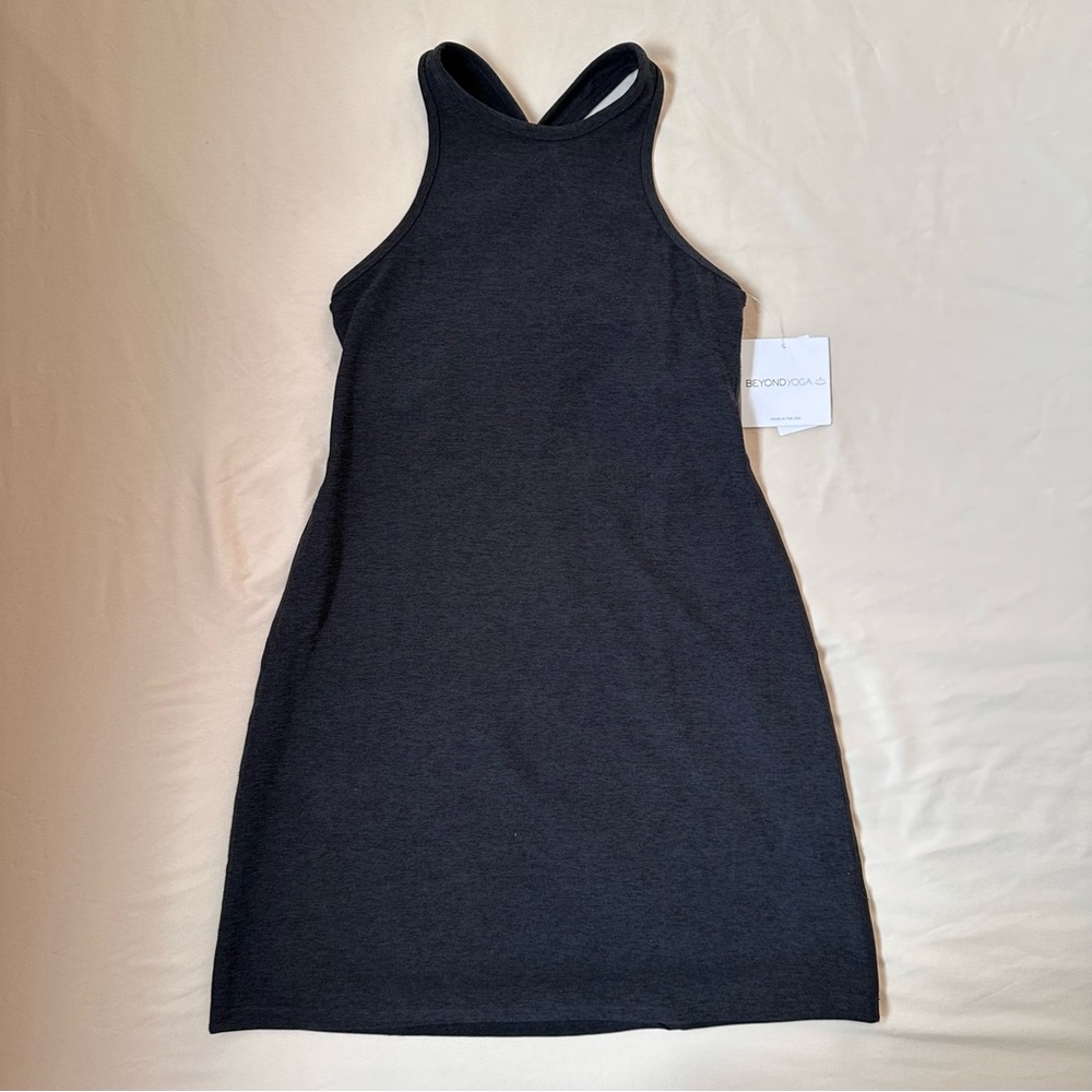 NWT Beyond Yoga Under Lock & Key SpaceDye Racerback Exercise Dress Darkest Night
